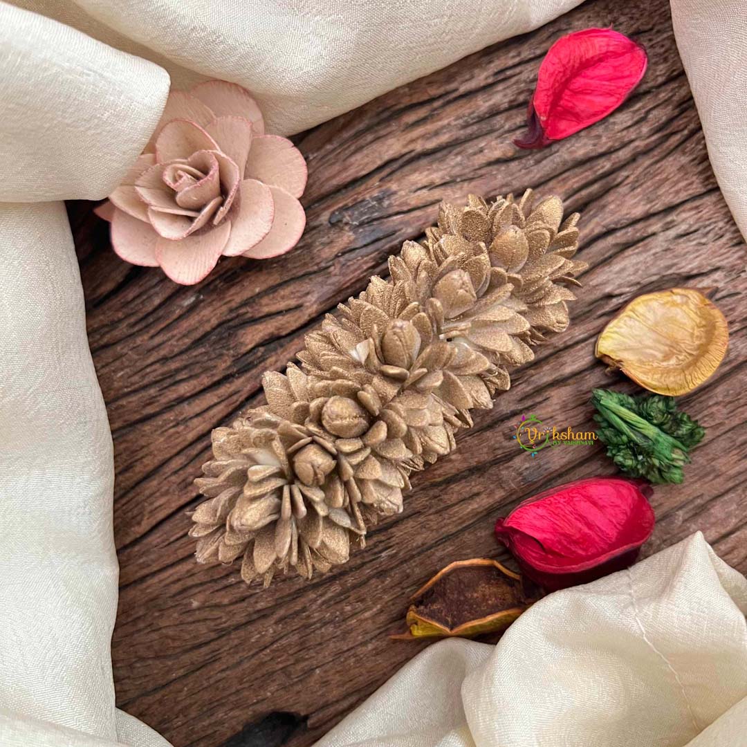 Vriksham Traditional Grey Color & Jasmine Floral Gajra Hair Clip Style Flower Accessories-KH1291