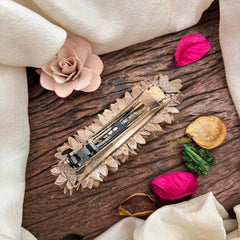 Vriksham Traditional Grey Color & Jasmine Floral Gajra Hair Clip Style Flower Accessories-KH1291