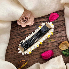 Vriksham Traditional Yellow Color & Jasmine Floral Gajra Hair Clip Style Flower Accessories-KH1288
