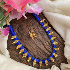 Antique Look Alike Blue Thread necklace-G15064