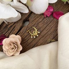 Vriksham Golden Naths/Nose pin-Pearl-Red White & Green-G17504