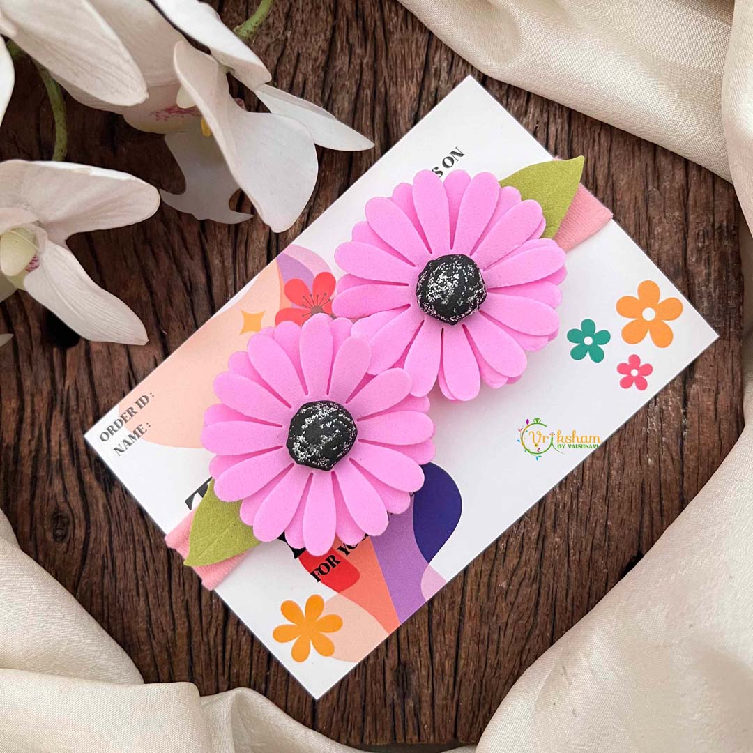 Vriksham Pink Daisy Floral Baby Headband Flower Accessories-KH1353