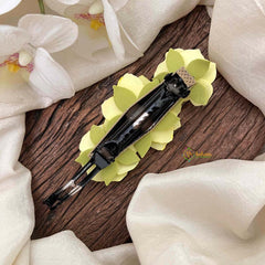 Vriksham Handmade Lemon Yellow Rose Hair Clip Flower Accessories-KH1346