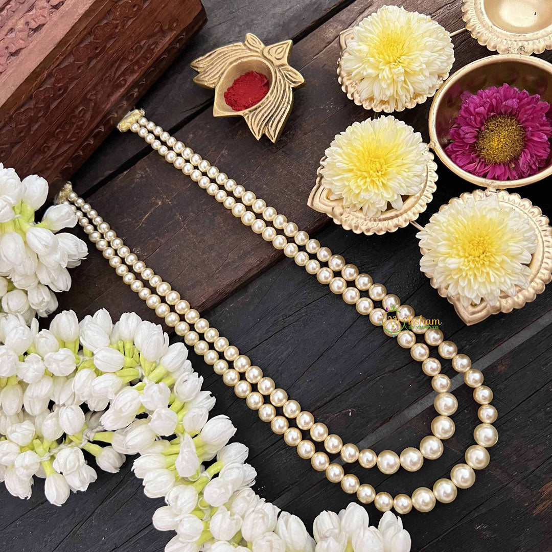 Vriksham Classic Nita Ambani Style Multi Stand 2 Layered  Pearls necklace-G21082