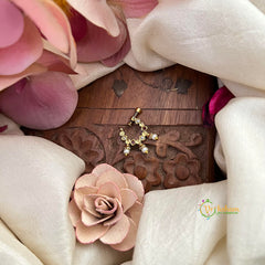 White Stone and Pearl Hanging Press Naths/Nose Pin-Vriksham-G22799