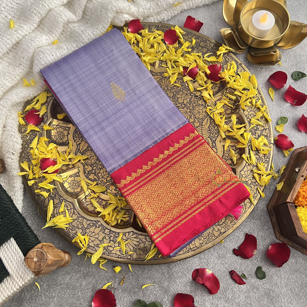 Vriksham Lavender with Red Korvai Thirubuvanam Silk Saree-Pure Silk-VS4360