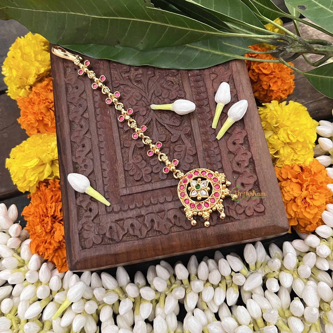 Vriksham Classic Floral 1 Gram Gold Maang Tikka-G20339