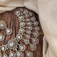 Vriksham Premium White Tear Drop With AD Stone Statement Choker Neckpiece-VV2018