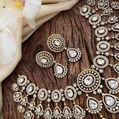 Vriksham Premium White Tear Drop With AD Stone Statement Choker Neckpiece-VV2018