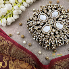 Designer Gold-Plated Bun Cage with Intricate Kundan Detailing Bun Cage-Vriksham-G22902