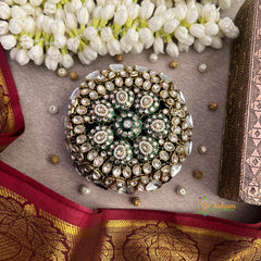 Premium Kundan and Meenakari Embellished Round Designer Clutch Bun Cage-Vriksham-G22900