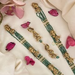 Vriksham Panchamukhi Ganesha Pendant Pastel Green Beaded Layered necklace-G16580