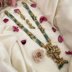 Vriksham Panchamukhi Ganesha Pendant Pastel Green Beaded Layered necklace-G16580