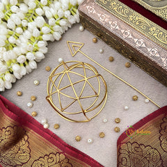 Minimalist Gold-Plated Metallic Geometric Bun Cage-Vriksham-G22903