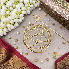 Minimalist Gold-Plated Metallic Geometric Bun Cage-Vriksham-G22903