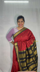 Vriksham Maroon & Black  Border With Butta Design Kalyani Cotton Saree-VS4950