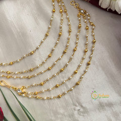 3- Layered Pearls & Gold Bead  Kundan Jadau Maatil-White-Vriksham-G22923