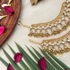Reversible Gold-Toned Guttapusalu Style With Red & White Accents Maatil-Vriksham-G22914