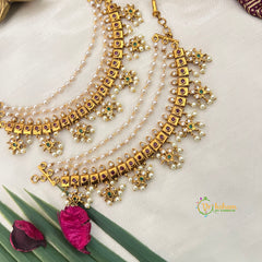 Traditional Gold-Toned Guttapusalu Style With Red Accents Maatil-Pearls-Vriksham-G22915
