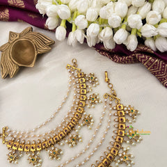 Traditional Gold-Toned Guttapusalu Style With Red Accents Maatil-Pearls-Vriksham-G22915