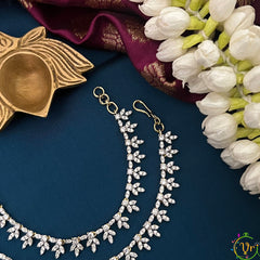 Premium  AD Stone Party Wear Floral Leaf Design Style Maatil-Vriksham-G22910