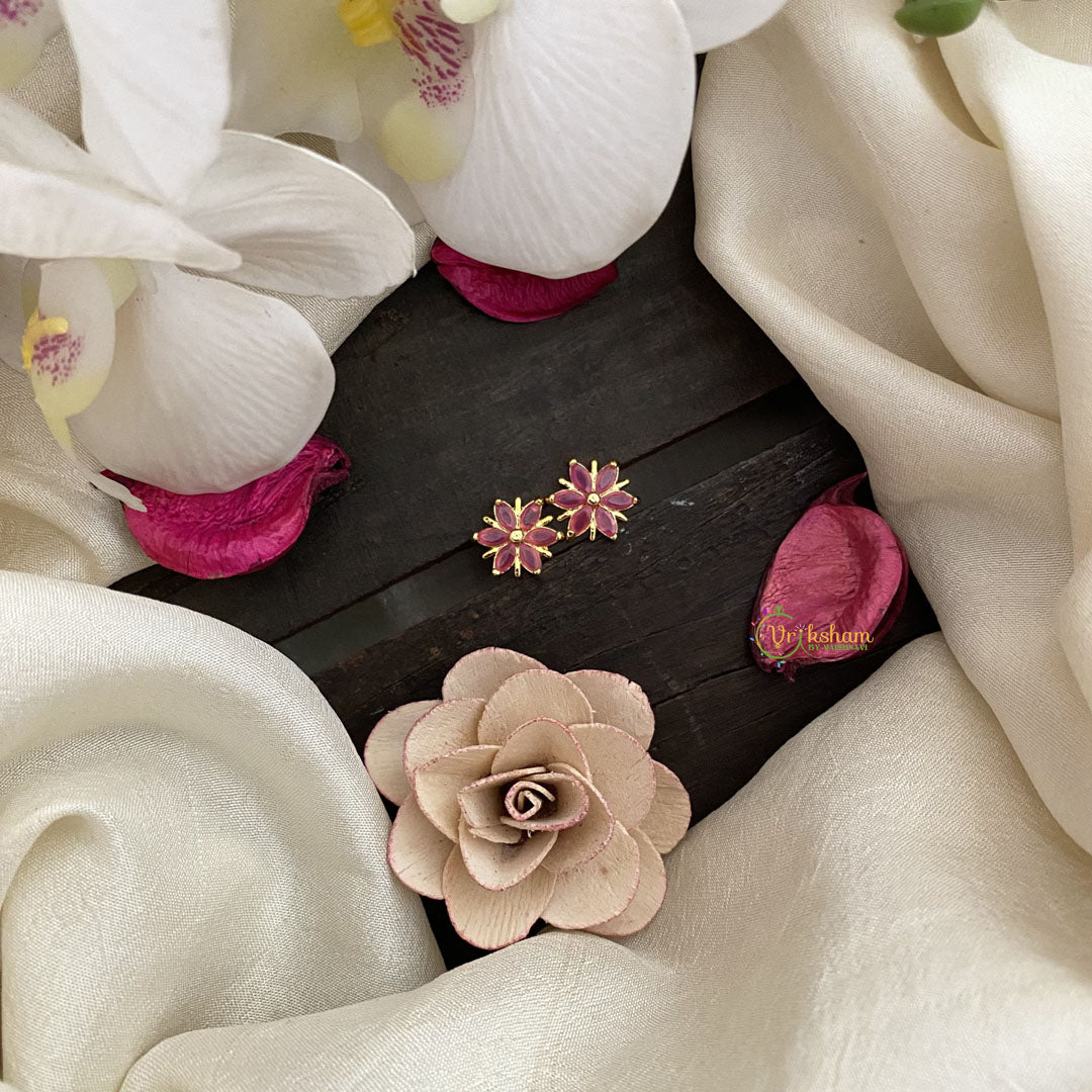 Vriksham Tiny Floral Studs-Pastel Pink-G16694