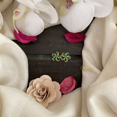 Vriksham Premium Floral Studs-Green-G16660