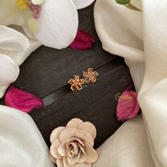 Vriksham Premium Floral Studs-Orange-G16668