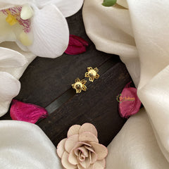 Vriksham Premium Floral Studs-Orange-G16668