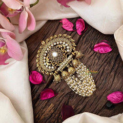 Vriksham Temple Jewellery Inspired Hair Kundan Studded with Pearl Clusters Jad Bilai-G21842