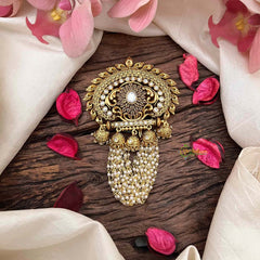 Vriksham Temple Jewellery Inspired Hair Kundan Studded with Pearl Clusters Jad Bilai-G21842