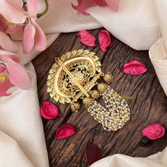 Vriksham Temple Jewellery Inspired Hair Kundan Studded with Pearl Clusters Jad Bilai-G21842