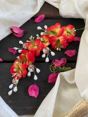 Red Yellow Floral Veni with Crystals- Hair Accessory-H140