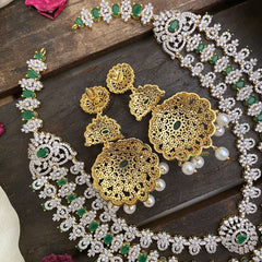 Vriksham Layered American Diamond White & Green Neckpiece-G16900