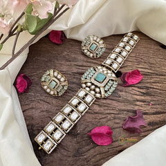 Precious Victorian Diamond High Neck Choker-Aqua Green-VV1891