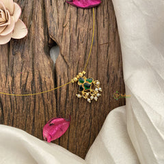 Vriksham Designer Pendant Invisible Chain-Green-Pearl-G16941