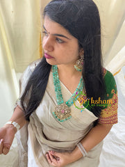 3 Layered Victorian Diamond Neckpiece-Aqua Green-VV007