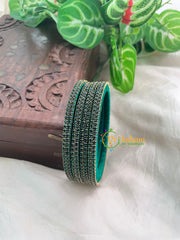 Green Thin Silk Thread AD Stone Bangle -G8599