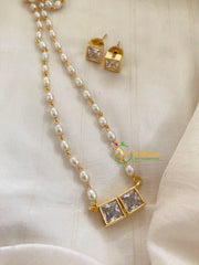 AD Stone Pearl Short necklace -Double -G7342