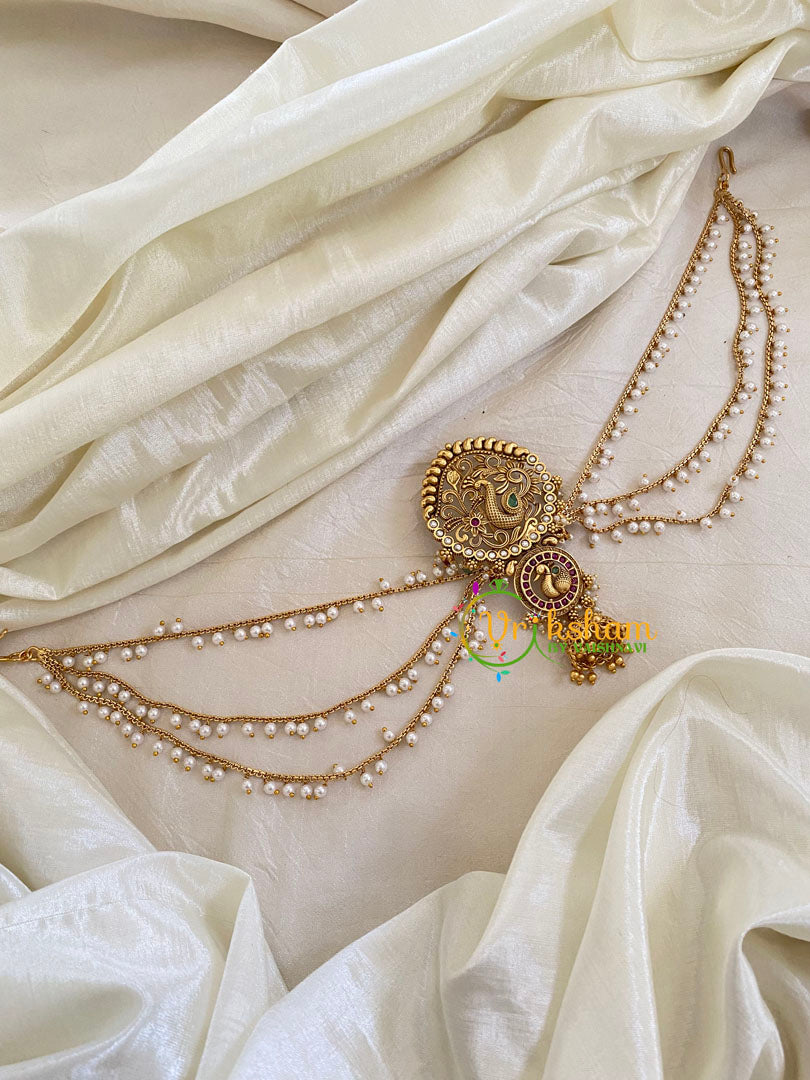 Gold Bead Lakshmi Jada Bun Billai with Maatil -Bridal Jada Billai -Pearl Maatil -G0115