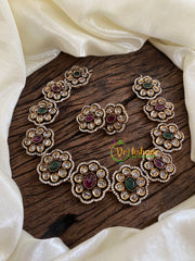 Red Green Victorian Diamond Short Neckpiece-Floral -VV990