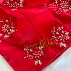 Premium Red Organza Designer Readymade Blouse  -VS3077