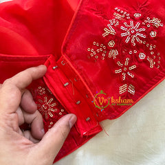 Premium Red Organza Designer Readymade Blouse  -VS3077
