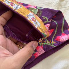 Purple Lotus Printed Cotton Silk Blouse  -VS3069