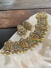 Ram Parivar Victorian Diamond Short Neckpiece -Green -VV551