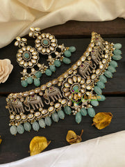 Pastel Green Victorian Diamond High Neck Choker-VV262