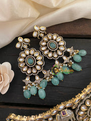 Pastel Green Victorian Diamond High Neck Choker-VV262
