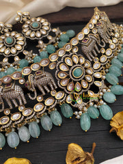 Pastel Green Victorian Diamond High Neck Choker-VV262