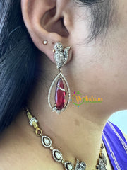 Red Victorian Diamond Short Neckpiece-VV230