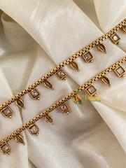 Elegant Gold Look Alike Thin Anklets-Square and Leaf-G3903